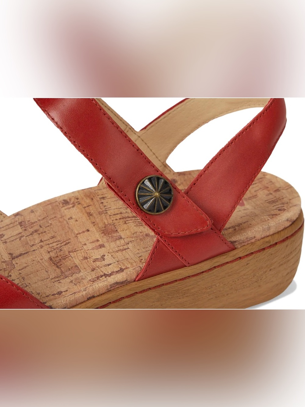Alegria Red Leather Adjustable Comfort Opal Clog Slingback Wedge Sandals - Picture 5 of 16